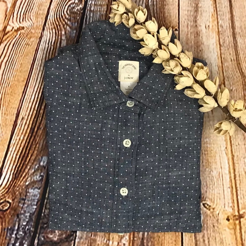 J CREW CHAMBRAY POLKA DOT PERFECT SHIRT - Picture 6 of 6